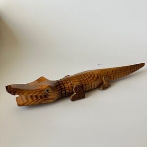 Vintage Flexible Croc or Alligator: Wooden, Hand-Carved, Toy or Decor